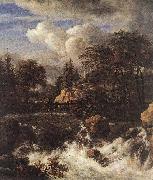 RUISDAEL, Jacob Isaackszon van Waterfall by a Church af